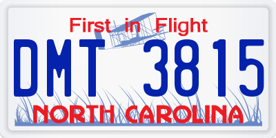 NC license plate DMT3815
