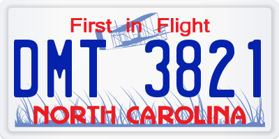 NC license plate DMT3821