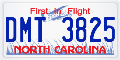 NC license plate DMT3825