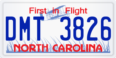 NC license plate DMT3826