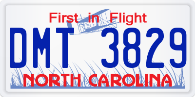 NC license plate DMT3829