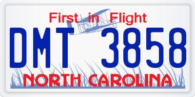NC license plate DMT3858