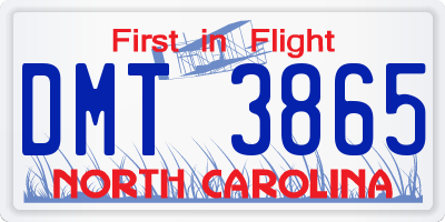 NC license plate DMT3865