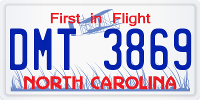 NC license plate DMT3869