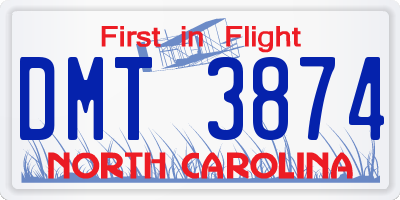 NC license plate DMT3874
