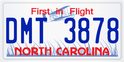 NC license plate DMT3878