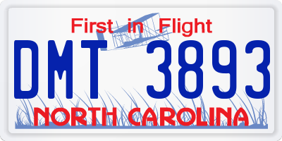 NC license plate DMT3893