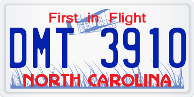 NC license plate DMT3910