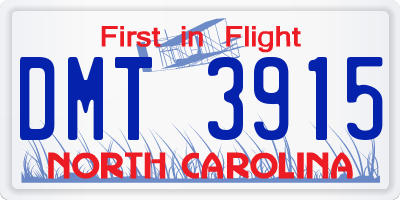 NC license plate DMT3915