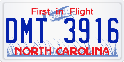 NC license plate DMT3916