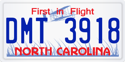 NC license plate DMT3918