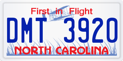 NC license plate DMT3920