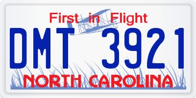 NC license plate DMT3921