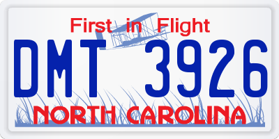 NC license plate DMT3926