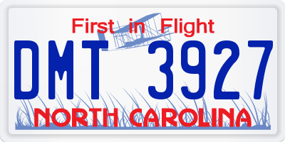 NC license plate DMT3927