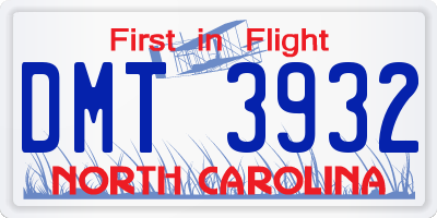 NC license plate DMT3932