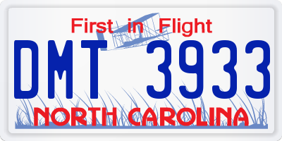 NC license plate DMT3933