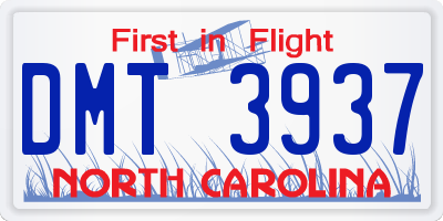 NC license plate DMT3937