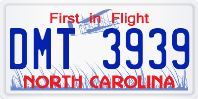 NC license plate DMT3939