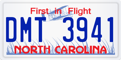 NC license plate DMT3941