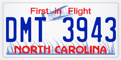 NC license plate DMT3943