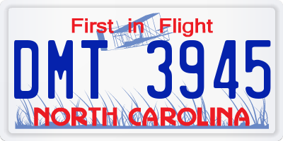 NC license plate DMT3945