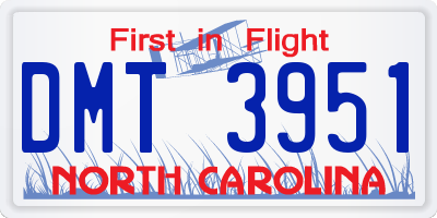 NC license plate DMT3951