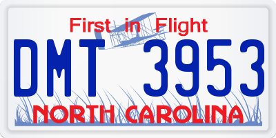 NC license plate DMT3953