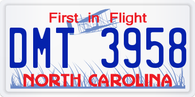 NC license plate DMT3958