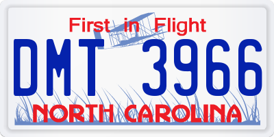 NC license plate DMT3966