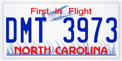 NC license plate DMT3973