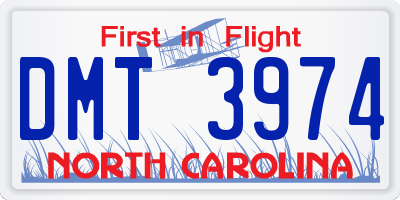 NC license plate DMT3974