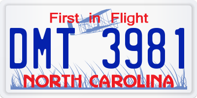 NC license plate DMT3981