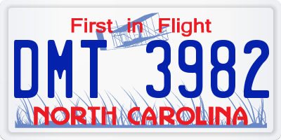 NC license plate DMT3982