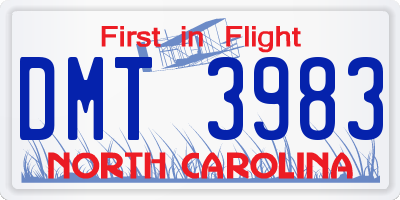 NC license plate DMT3983