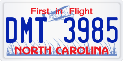NC license plate DMT3985