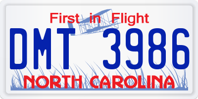 NC license plate DMT3986