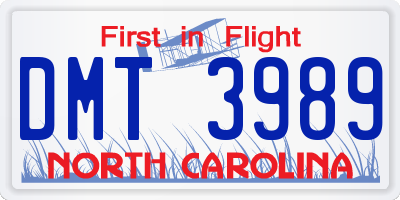 NC license plate DMT3989