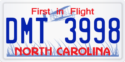 NC license plate DMT3998