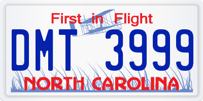 NC license plate DMT3999