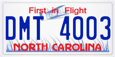 NC license plate DMT4003