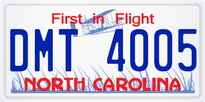 NC license plate DMT4005