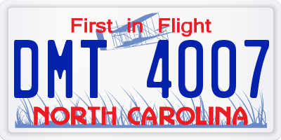 NC license plate DMT4007