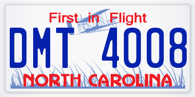 NC license plate DMT4008