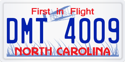 NC license plate DMT4009