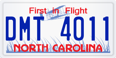 NC license plate DMT4011