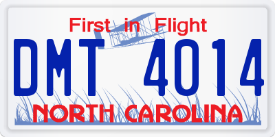 NC license plate DMT4014