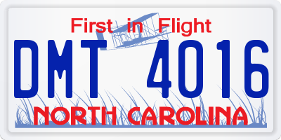 NC license plate DMT4016