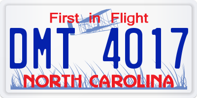 NC license plate DMT4017