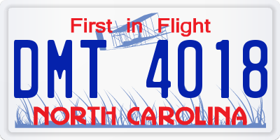 NC license plate DMT4018